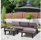 Outsunny Sitzgruppe 3-teiliges Gartenm&ouml;bel-Set mit Beistelltisch, Sofa mit...