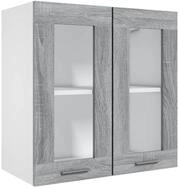 vidaXL H&auml;ngeschrank Wandh&auml;ngeschrank Glas Grau Sonoma 60x31x60 cm...