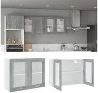 vidaXL Schrankmodule H&auml;ngeschrank Glas Grau Sonoma 80x31x60 cm Holzwerkstoff