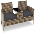 tectake Rattanstuhl Rattan-Gartensitzbank, 2-Sitzer, 133 x 63 x 84 cm,...