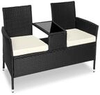 tectake Rattanstuhl Rattan-Gartensitzbank, 2-Sitzer, 133 x 63 x 84 cm, 6-cm-Polster