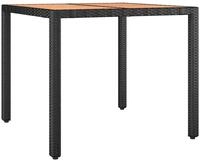 vidaXL Gartentisch Gartentisch mit Holzplatte Schwarz Poly Rattan & nholz (1-St)