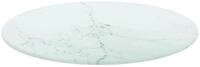 vidaXL Tischplatte, Wei&szlig; &Oslash;40x0,8 cm Hartglas in Marmoroptik