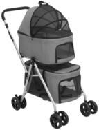 vidaXL Hunde-Transportbox NA Hundewagen f&uuml;r 2 Hunde Faltbar Grau 83x48x97 cm