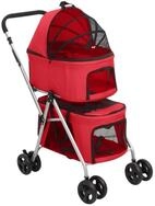 vidaXL Hunde-Transportbox NA Hundewagen f&uuml;r 2 Hunde Faltbar Rot 83x48x97 cm