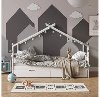 VitaliSpa&reg; Hausbett Design, Wei&szlig;, 90x200 cm mit G&auml;stebett (1-tlg)
