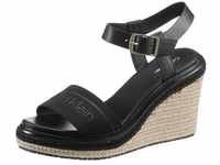 Calvin Klein WIRA 5C *I Sandalette mit Bast bezogenem Keilabsatz, schwarz
