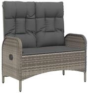 vidaXL Gartenbank, Outdoor Bank mit Liegefunktion und Kissen 107 cm Poly Rattan...