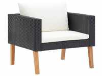 vidaXL 1-Sitzer-Gartensofa mit Auflagen Poly Rattan schwarz