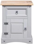 vidaXL Nachtkommode, Nachttisch im Mexiko-Stil Corona Kiefernholz Grau 53x39x66...