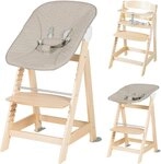 roba&reg; Hochstuhl Born Up, natur, mit Neugeborenen-Aufsatz, greyish gesteppt (Set)