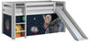 Lomadox Hochbett PINOO-12 Spaceman in Kiefer massiv weiß lackiert 210/114/218...