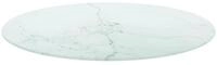 vidaXL Tischplatte, Wei&szlig; &Oslash;70x0,8 cm Hartglas in Marmoroptik