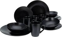 CreaTable Kombiservice Geschirr-Set Black Matt (16-tlg), 4 Personen, Steinzeug,