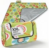 Picknickdecke, Detex, XXL 200x200 cm Wasserdicht W&auml;rmeisoliert 4-6 Personen Blumen