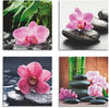 Artland Leinwandbild Orchidee Zenstein Tropfen Spa Konzept, Zen (4 St), 4er Set,