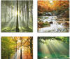 Artland Leinwandbild Wald Wasserfall Herbsttag, Wald (4 St), 4er Set,...