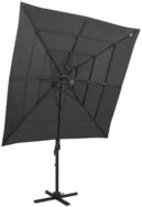 vidaXL Sonnenschirm Sonnenschirm mit Aluminium-Mast 4-lagig Anthrazit 250x250 cm