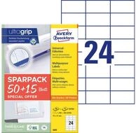 Avery Zweckform Etiketten 1.560 AVERY Zweckform Etiketten 6605 wei&szlig; 70,0 x...