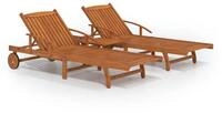 vidaXL Gartenliege NA 2x Gartenliege Holzliege Rollliege Sonnenliegen Set mit...