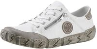 Sneaker RIEKER, Damen, Gr. 36, wei&szlig; (wei&szlig;, taupe), Leder, unifarben mit