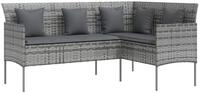 vidaXL Sofa, in L-Form mit Kissen Poly Rattan Grau