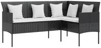 vidaXL Sofa, in L-Form mit Kissen Poly Rattan Schwarz