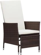 vidaXL Gartenstuhl Garten-Liegestuhl mit Auflagen Poly Rattan Braun (1 St)