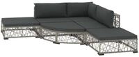 vidaXL Gartenlounge-Set, 6-tlg. Lounge Set mit Kissen Poly Rattan Grau