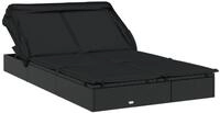 vidaXL Gartenliege, 2-Personen-Sonnenliege mit Dach Schwarz 213x118x97 Poly...