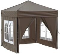 vidaXL Partyzelt, Pavillon Faltbar mit Seitenw&auml;nden Taupe 2x2 m