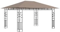 vidaXL Pavillon, Partyzelt mit Moskitonetz 4x3x2,73 m Taupe 180 g/m&sup2;