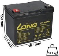 Kung Long Kung Long Akku 12V 36Ah Pb Batterie Bleigel U1-36NE zyklenfest...