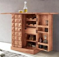 FINEBUY Barschrank SuVa3510_1 Hausbar Massivholz Weinbar Weinschrank Kleiner