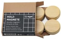 Sigel Memoboard SIGEL BA210 Holz-Magnete - beige - rund - Haftkraft auf Glas-