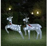 vidaXL LED Dekofigur vidaXL LED-Rentiere 2 Stk. Wei&szlig; 40 LEDs