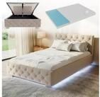 Juskys Polsterbett Nizza, 120x200 cm, LED Licht, Stauraum, Samtbezug, inkl....