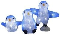 Deuba Dekofigur, Acryl Figuren mit LED Pinguine Innen Au&szlig;en 3er Set IP44