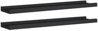 vidaXL Wandregal, Bilderleisten 2 Stk. Schwarz 60x9x3 cm MDF