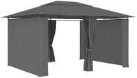 vidaXL Pavillon, Gartenpavillon mit Vorh&auml;ngen 4 x 3 m Anthrazit