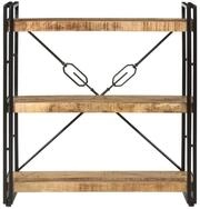 vidaXL B&uuml;cherregal, Buchregal 3 F&auml;cher 77x30x80 cm Massivholz Mango und Eisen