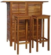 vidaXL Sitzgruppe NA Bartisch und Stuhl-Set 3-tlg Akazienholz Massiv Hochst&uuml;hle