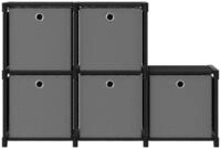 vidaXL B&uuml;cherregal, W&uuml;rfelregal mit 5 Boxen Schwarz 103x30x72,5 cm Stoff