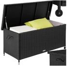 tectake Gartenbox Aluminium Auflagenbox mit Rattangeflecht, 121 x 56 x 60 cm