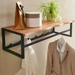 FINEBUY Garderobenpaneel FB67522 Wandgarderobe Holz Metall 80 cm Garderobe mit...
