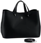 Tommy Hilfiger Henkeltasche TH EMBLEM SATCHEL, mit TH-Emblem vorne