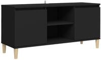 vidaXL TV-Schrank TV-Board mit Massivholz-Beinen Schwarz 103,5x35x50 cm
