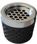 SonnenPartner Aschenbecher Sturm-Aschenbecher aus mattschwarzem Glas mit Metallkopf