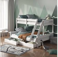 VitaliSpa&reg; Etagenbett Everest, Wei&szlig;, 140x200 / 90x200 cm mit Schubladen (3-St., mit