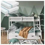 VitaliSpa&reg; Etagenbett Everest, Wei&szlig;, 140x200 / 90x200 cm mit 2 Matratzen und 2